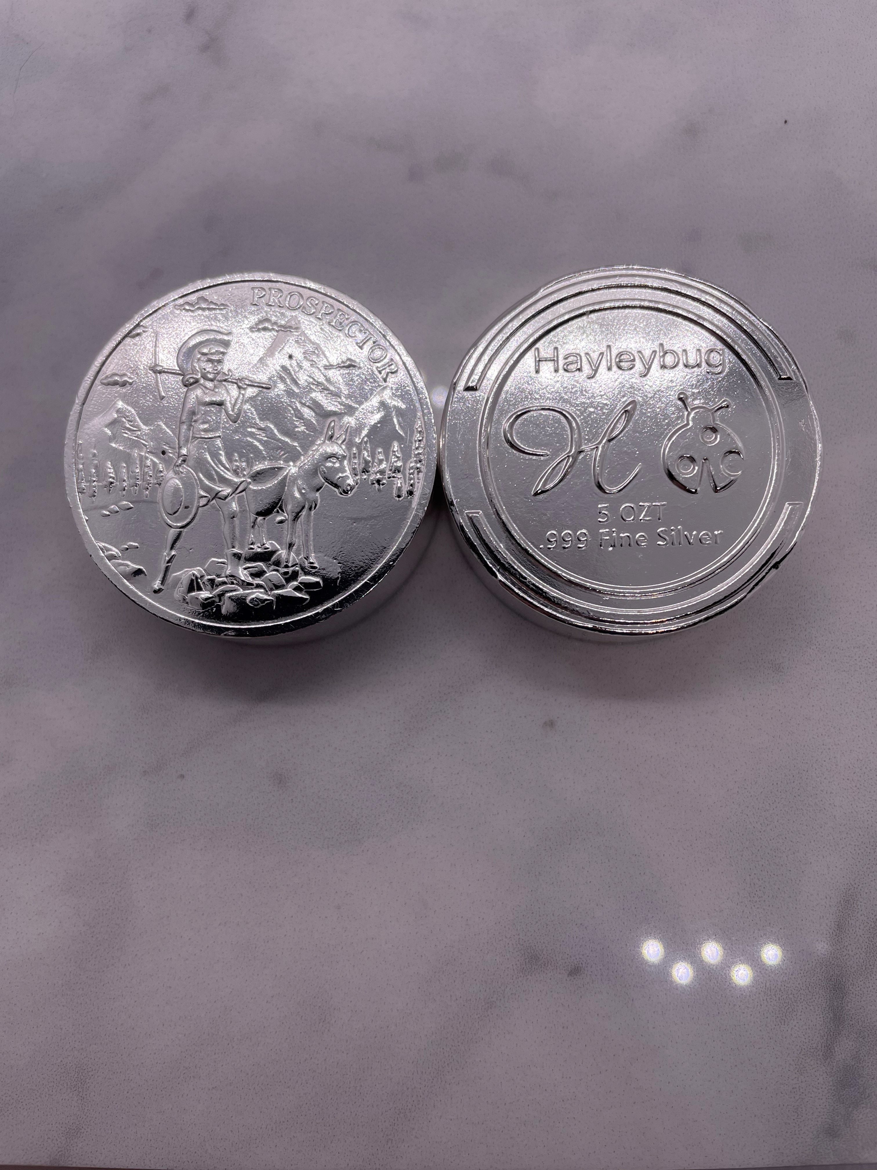 5 Ozt .999 Fine Silver Prospector Round – Hayleybug Mint